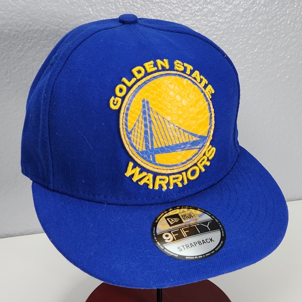 Golden State Warriors New Era 9FIFTY Snapback Hat Blue Textured Logo NBA Cap